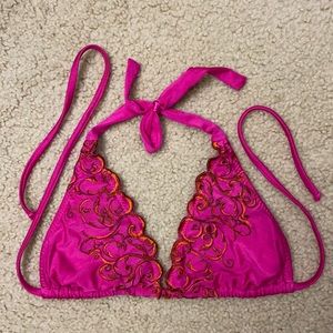 BECCA Hot Pink/Magenta Halter String Bikini Top 👙